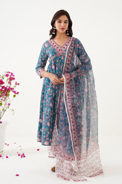 Murraya Blue Bianca Embroidered Kurta Set of 3