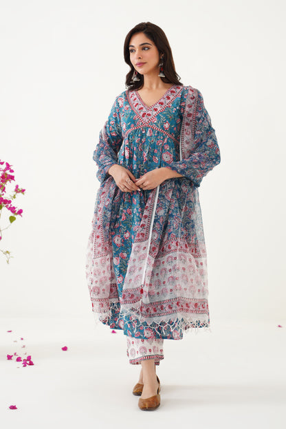 Murraya Blue Bianca Embroidered Kurta Set of 3