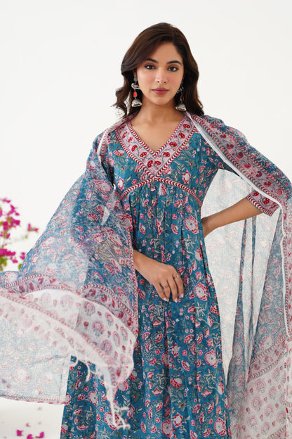 Murraya Blue Bianca Embroidered Kurta Set of 3