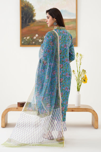 Murraya Blue Adeline Embroidered Kurta Set of 3