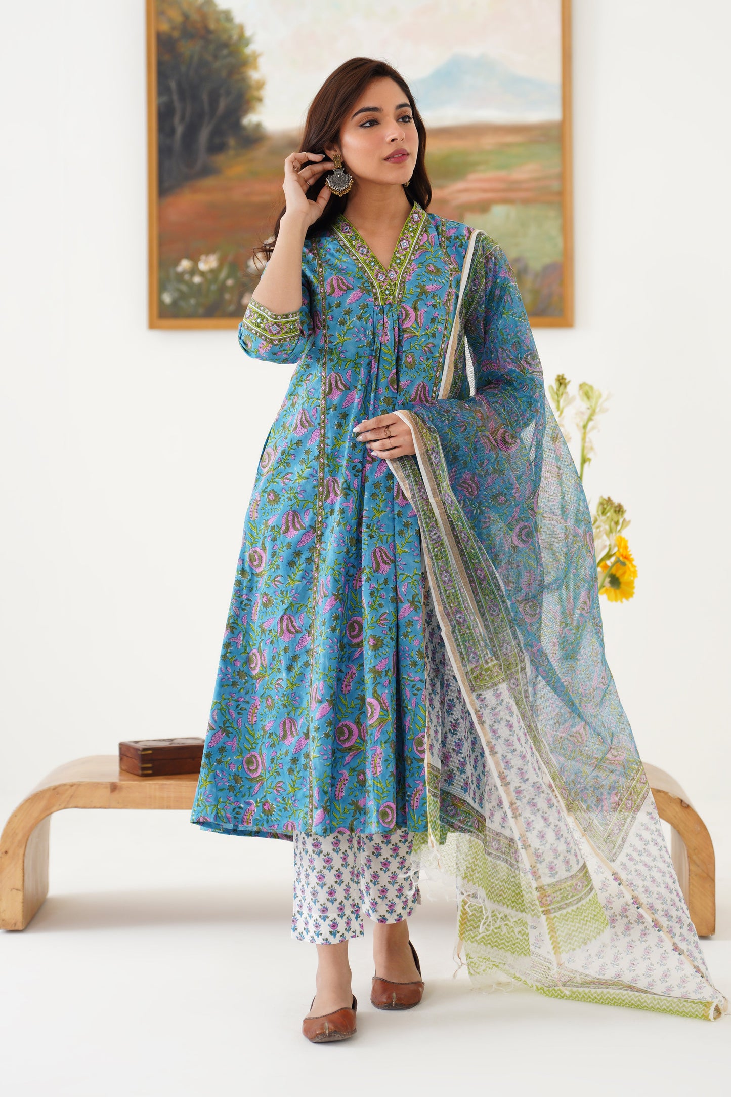 Murraya Blue Adeline Embroidered Kurta Set of 3