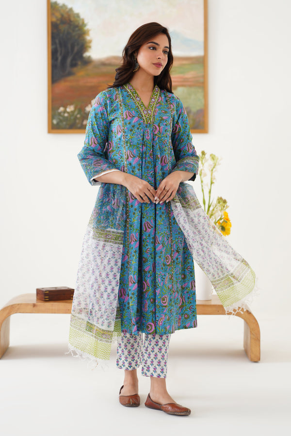 Murraya Blue Adeline Embroidered Kurta Set of 3