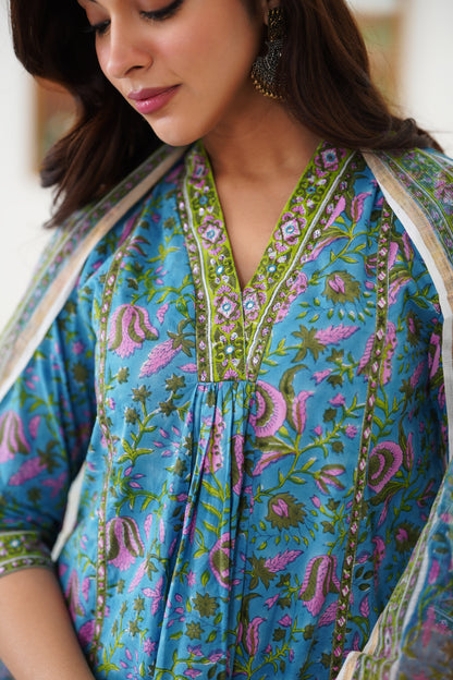 Murraya Blue Adeline Embroidered Kurta Set of 3