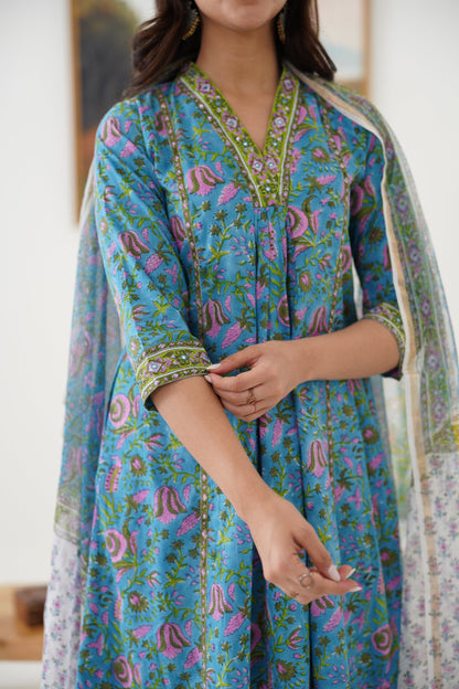 Murraya Blue Adeline Embroidered Kurta Set of 3