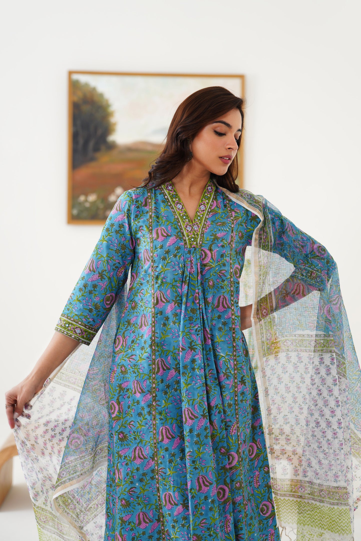 Murraya Blue Adeline Embroidered Kurta Set of 3