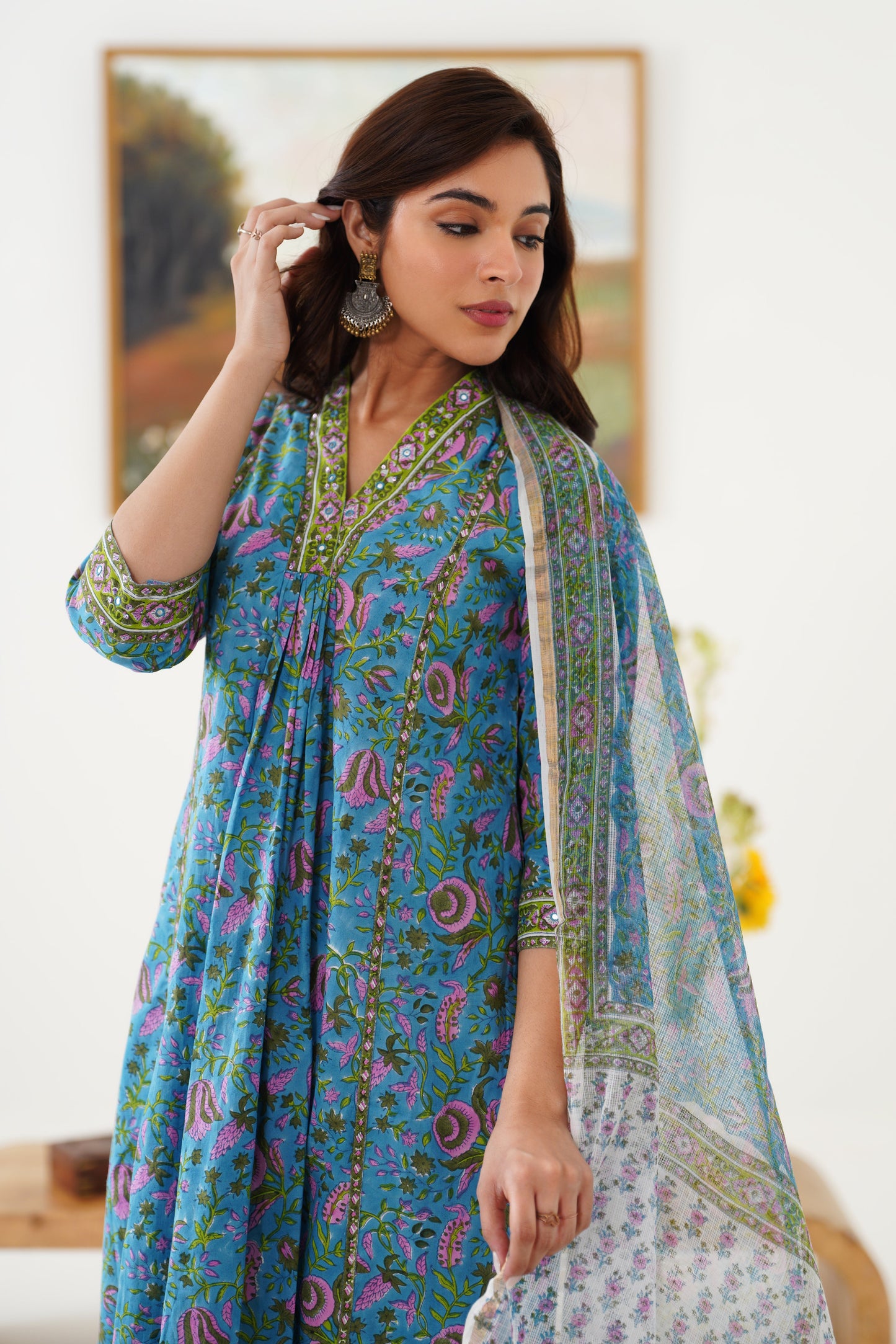 Murraya Blue Adeline Embroidered Kurta Set of 3