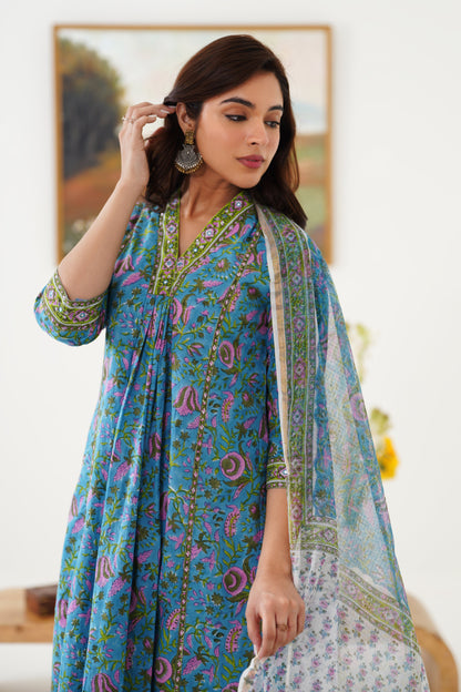 Murraya Blue Adeline Embroidered Kurta Set of 3