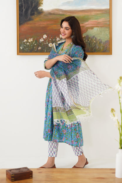 Murraya Blue Adeline Embroidered Kurta Set of 3