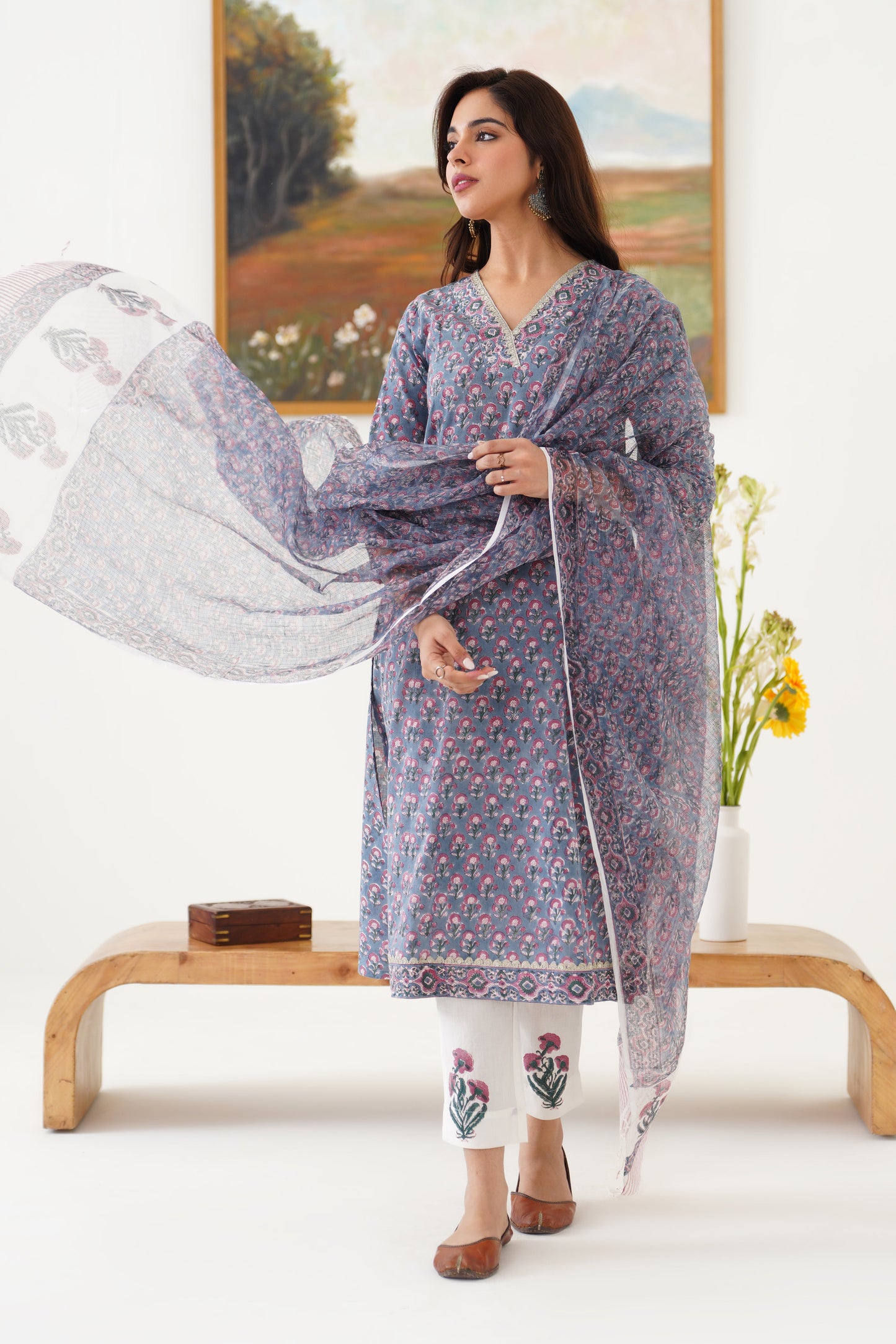 Murraya Grey Gloria Kurta Set of 3