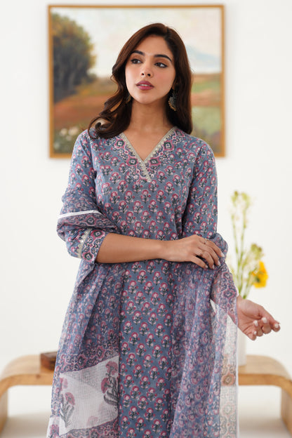 Murraya Grey Gloria Kurta Set of 3