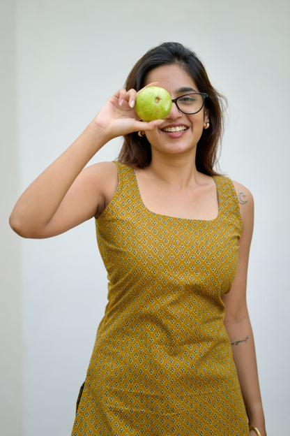 Studio Mustard Cotton Short Kurta Top