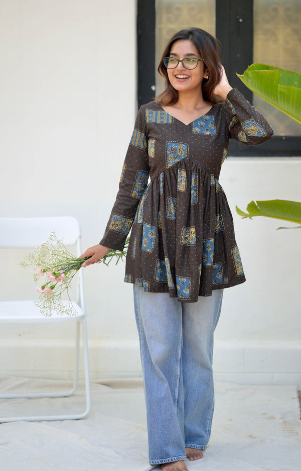 Studio Black Peplum Short Kurta Top