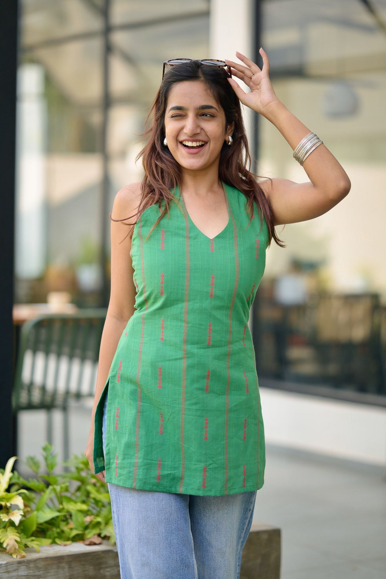 Studio Green Cotton Short Kurta Top