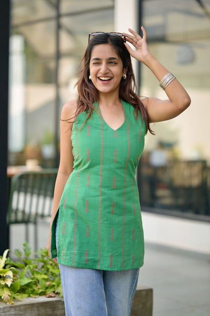 Studio Green Cotton Short Kurta Top