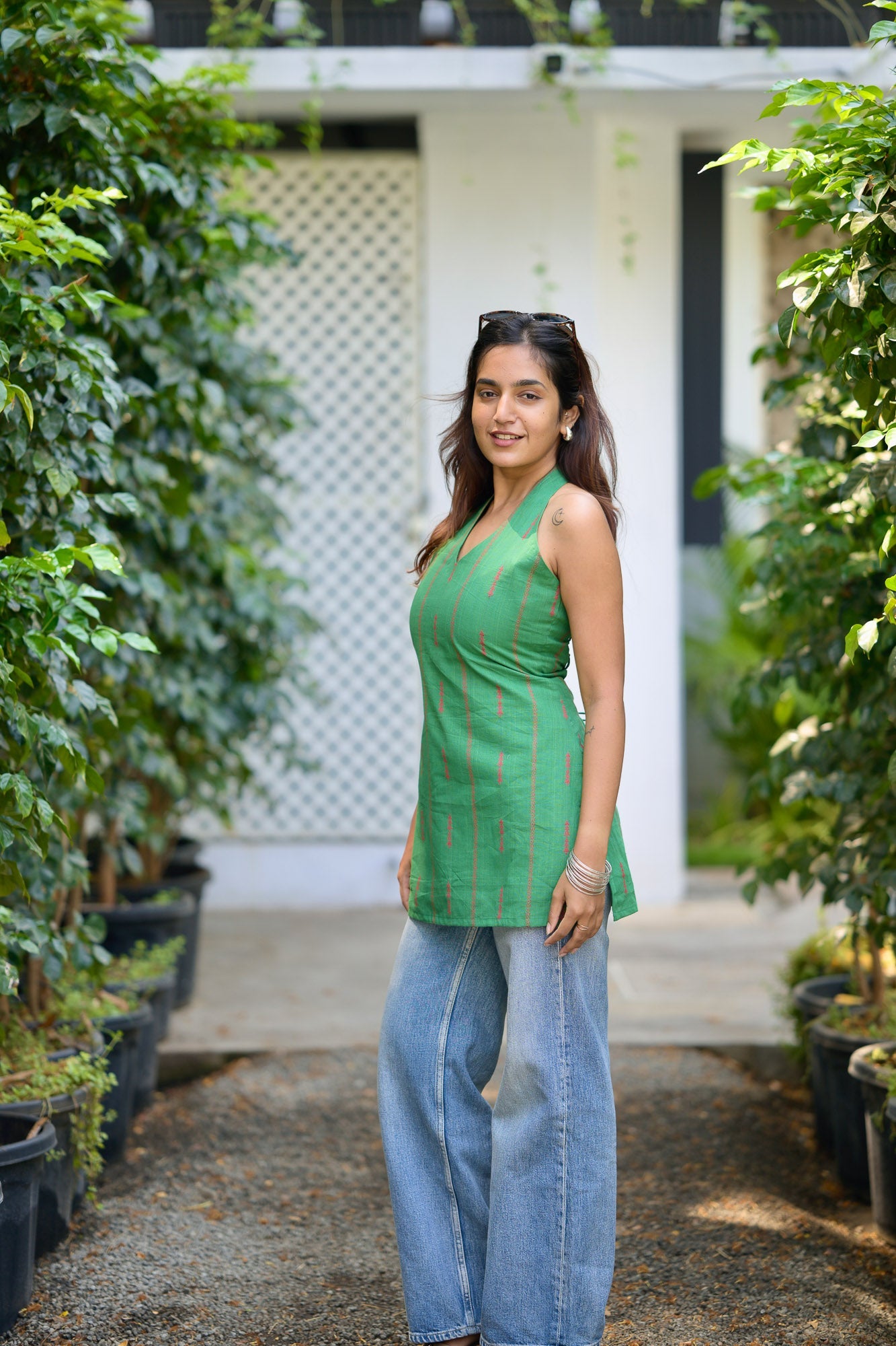 Studio Green Cotton Short Kurta Top