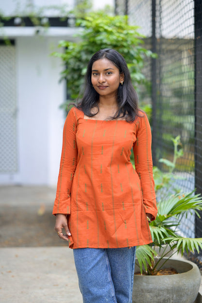 Studio Orange Cotton Short Kurta Top