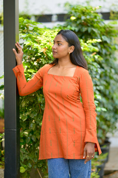 Studio Orange Cotton Short Kurta Top