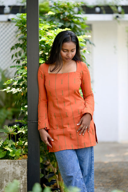 Studio Orange Cotton Short Kurta Top