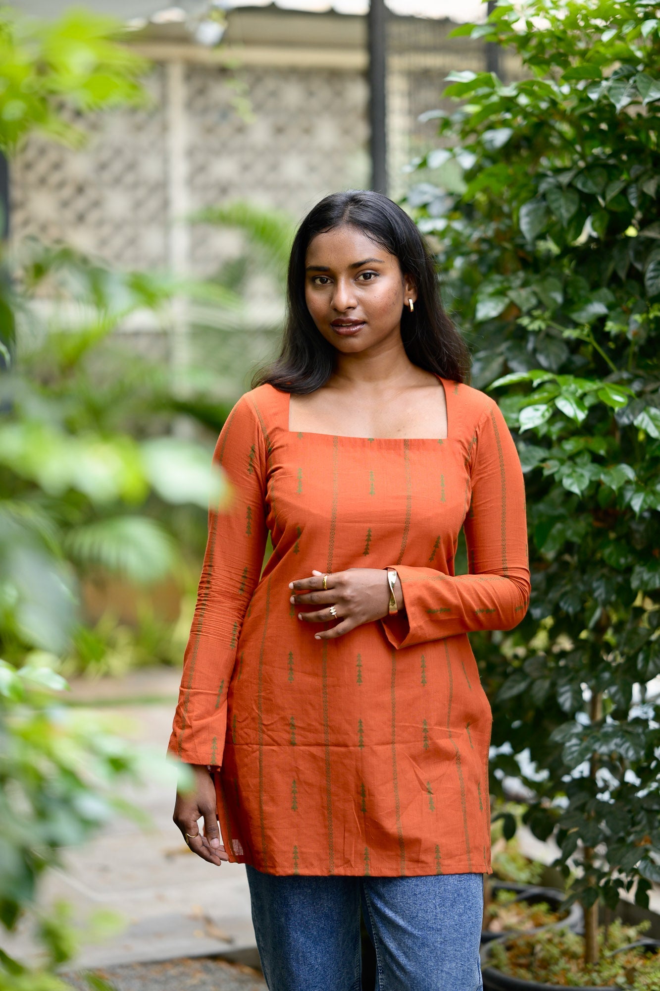 Studio Orange Cotton Short Kurta Top