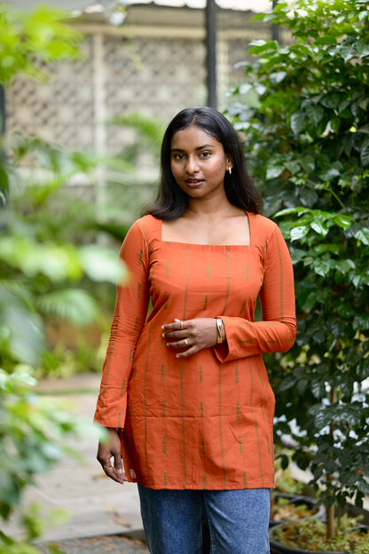 Studio Orange Cotton Short Kurta Top
