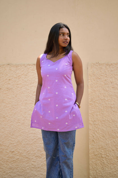 Studio Lavender Heart Short Kurta Top