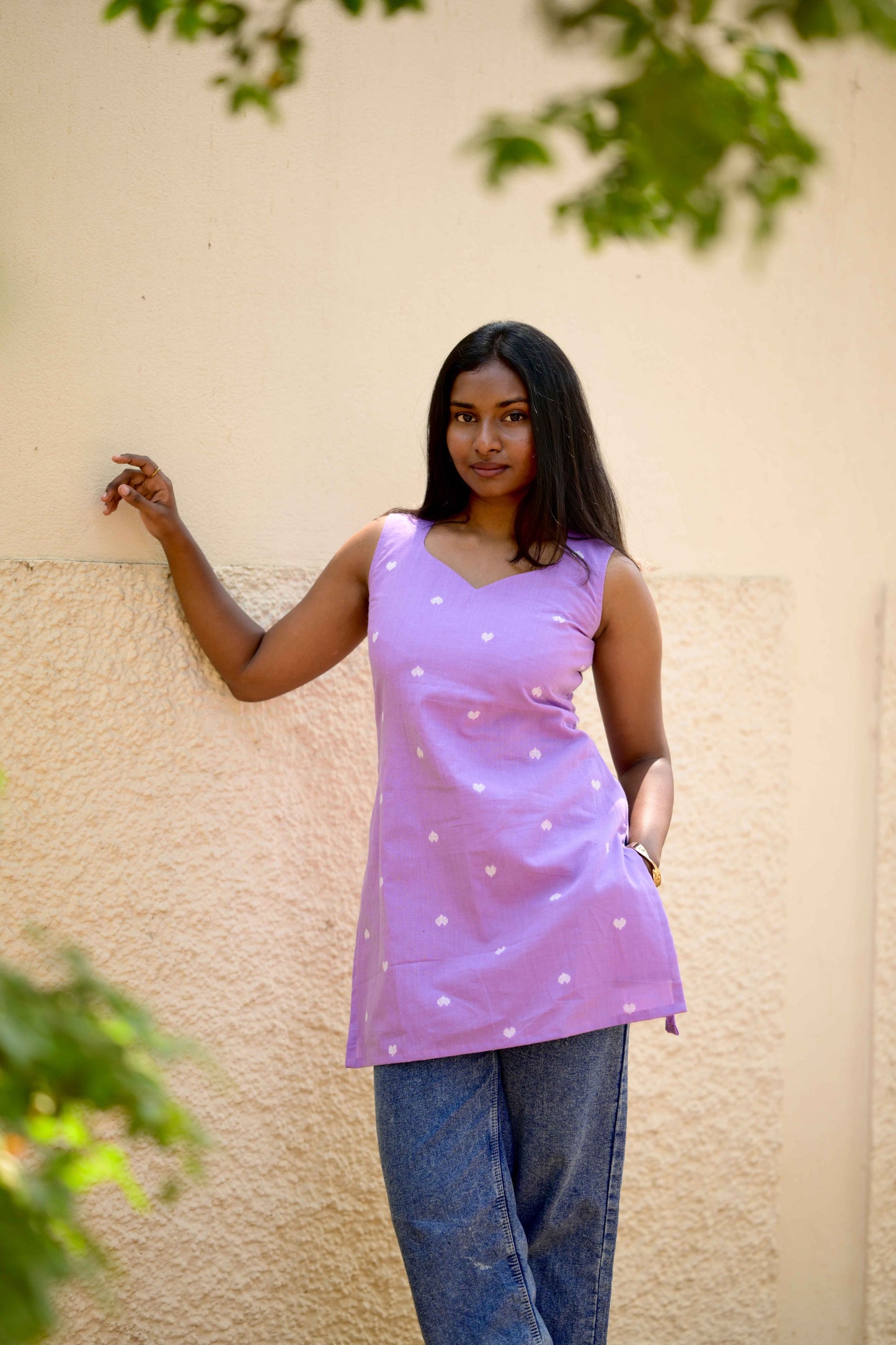 Studio Lavender Heart Short Kurta Top