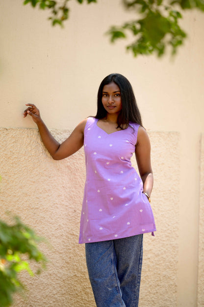 Studio Lavender Heart Short Kurta Top