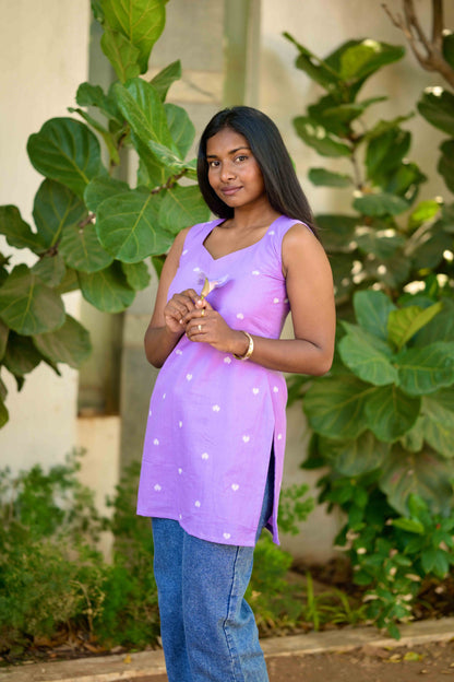 Studio Lavender Heart Short Kurta Top