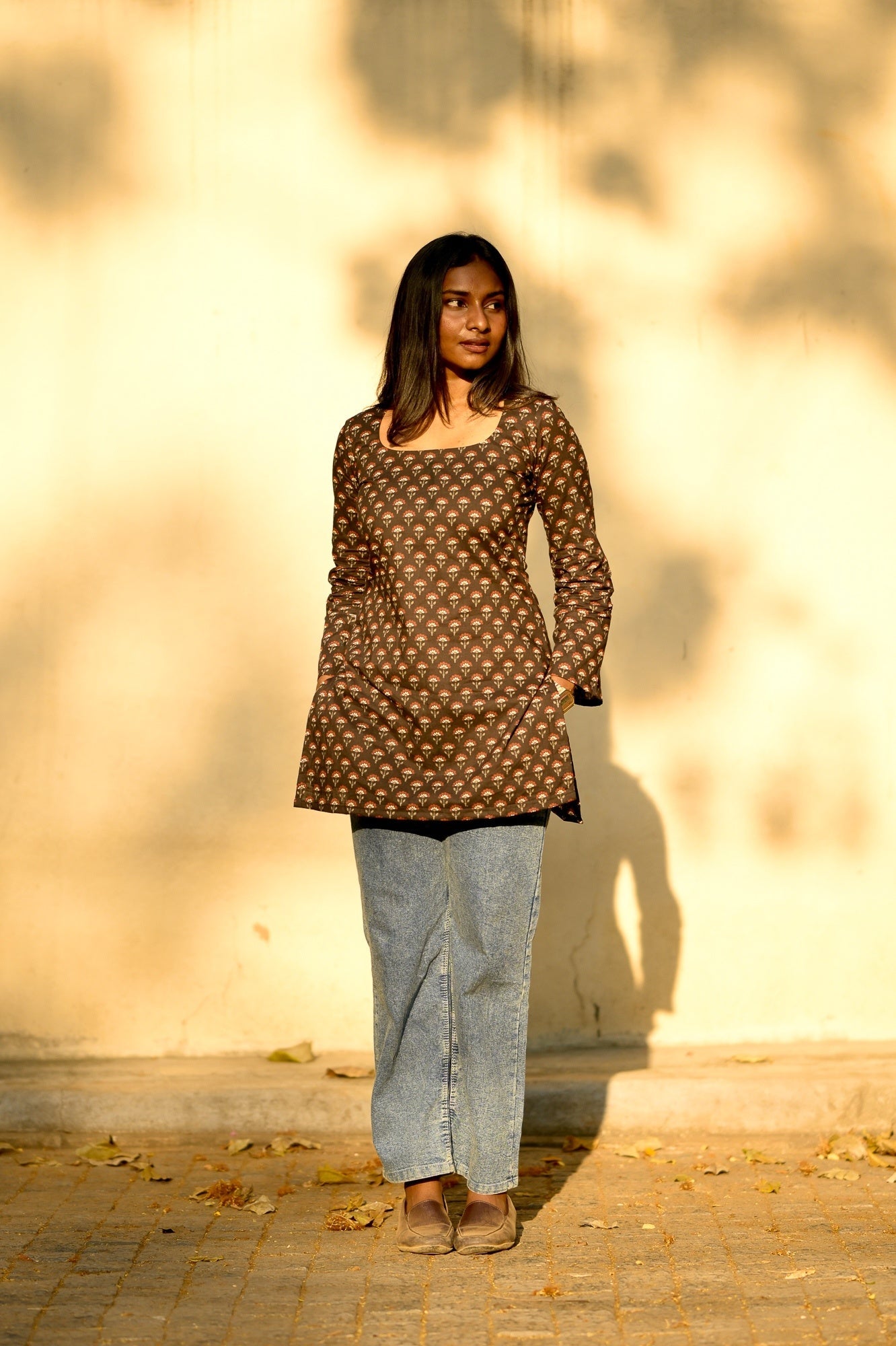 Studio Black Floral Short Kurta Top