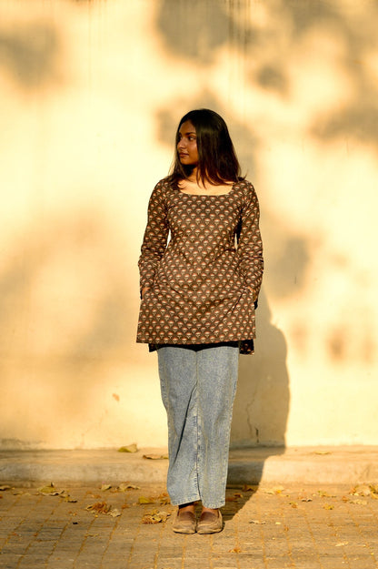 Studio Black Floral Short Kurta Top