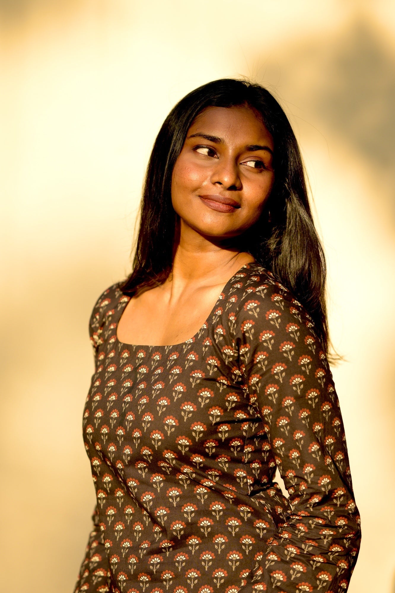 Studio Black Floral Short Kurta Top
