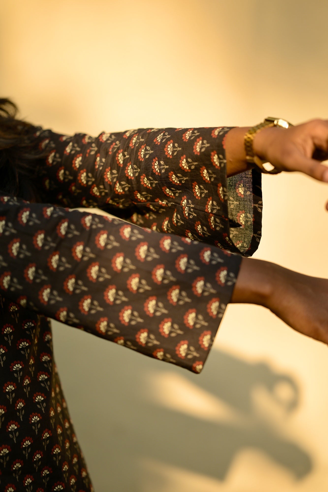 Studio Black Floral Short Kurta Top