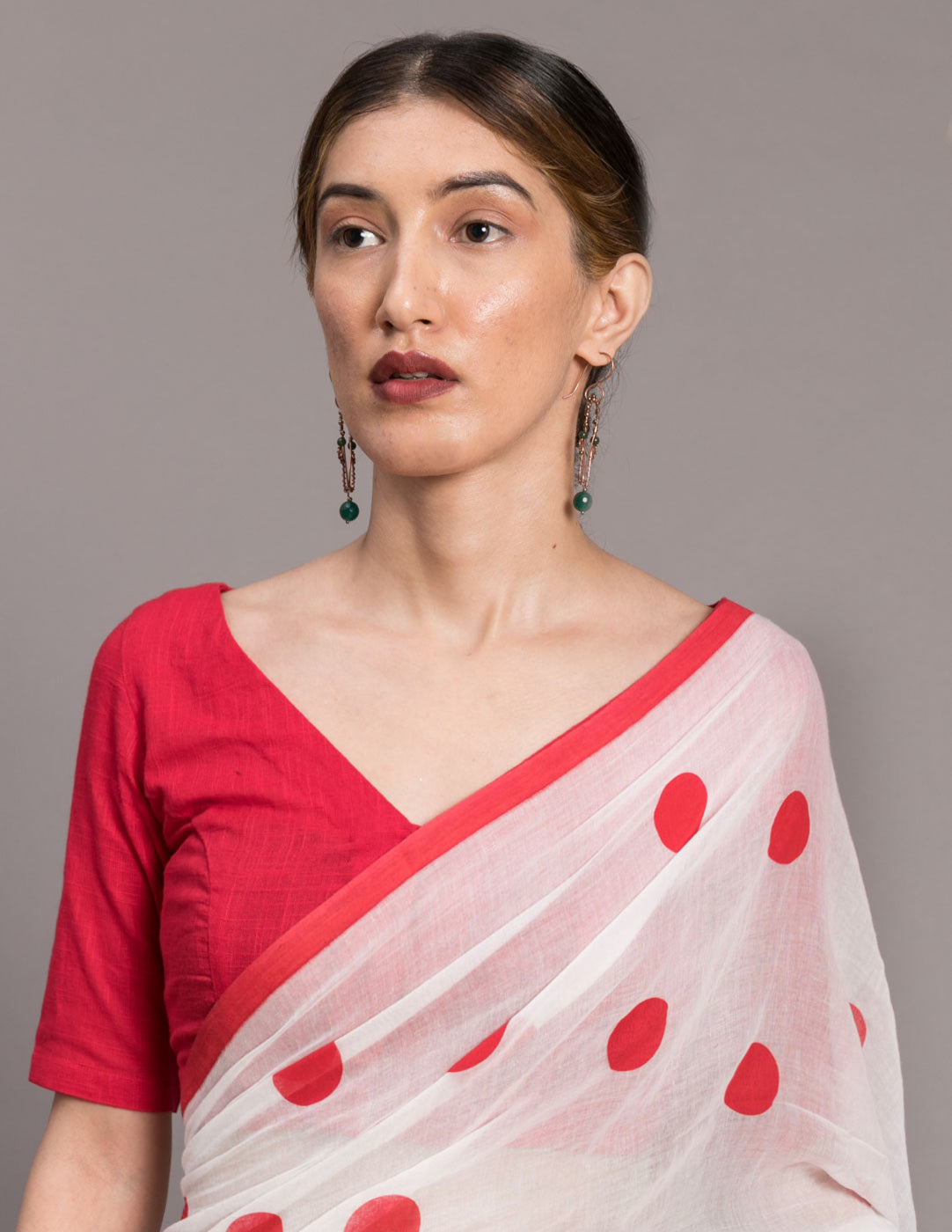 Snow Cherries In The Sky Polka Saree