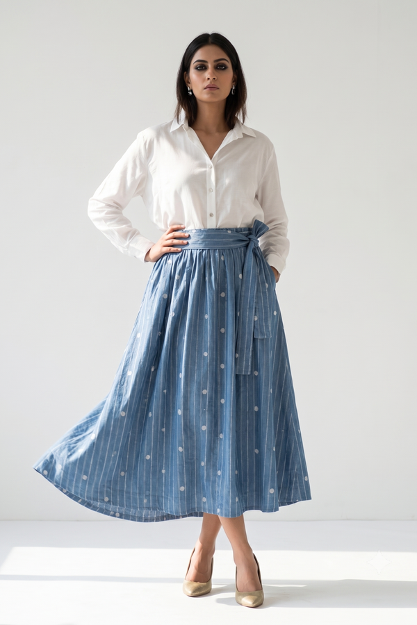 Denim Melody Cotton Panelled Skirt