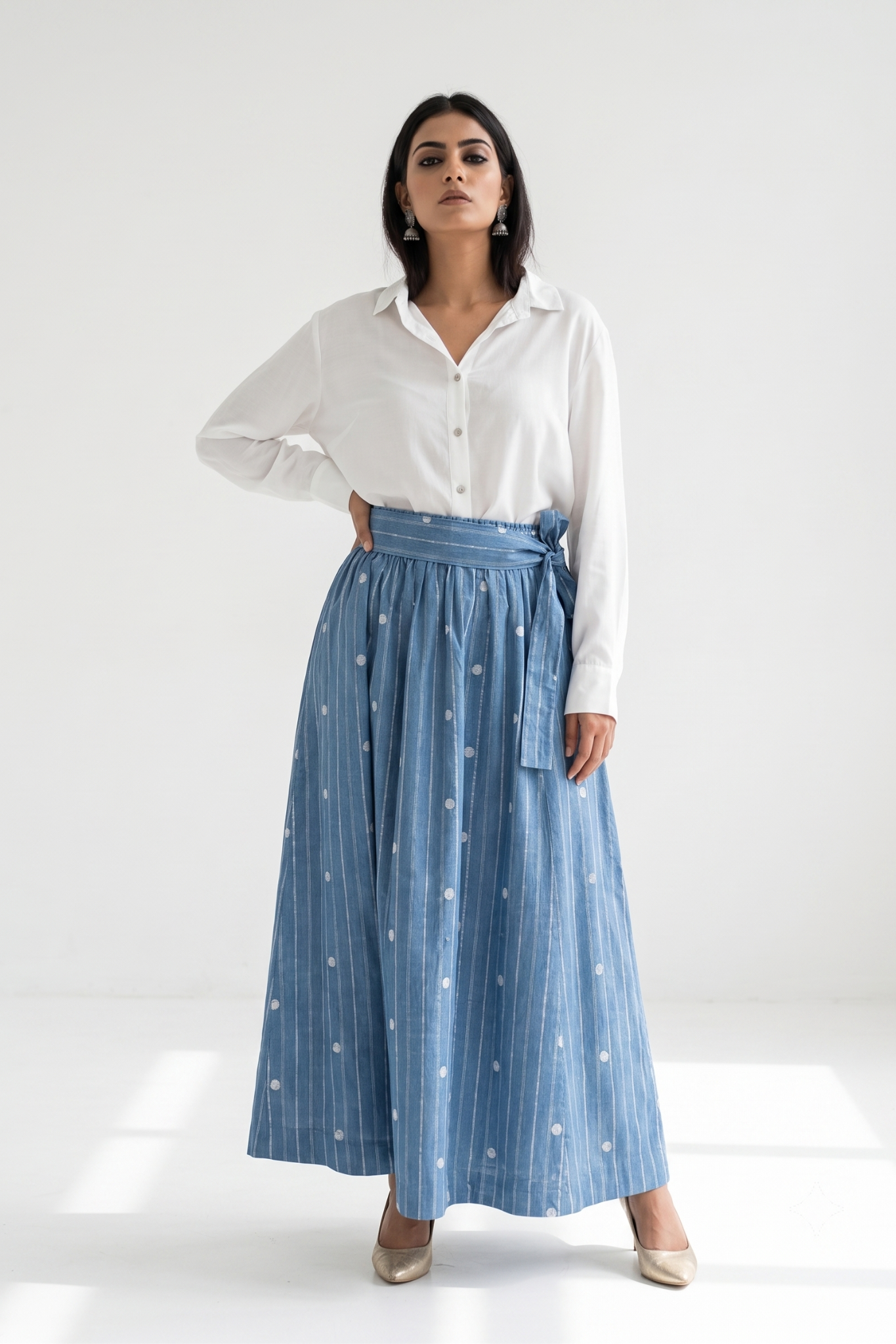 Denim Melody Cotton Panelled Skirt