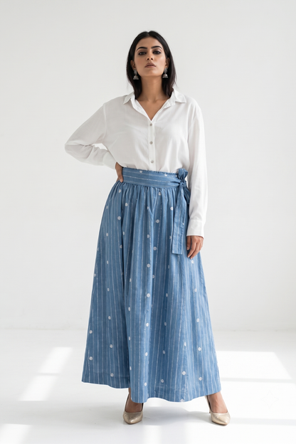 Denim Melody Cotton Panelled Skirt