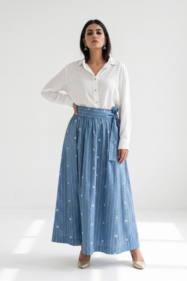 Denim Melody Cotton Panelled Skirt
