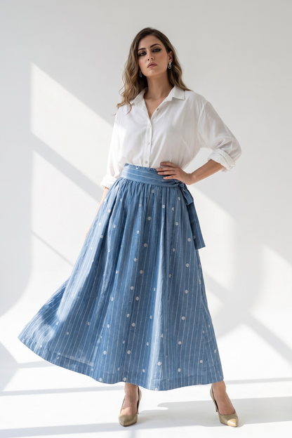 Denim Melody Cotton Panelled Skirt