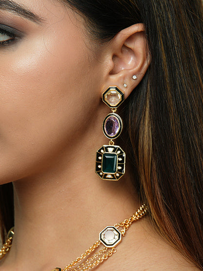 Multi-Crystal Blaze Dangler Earrings