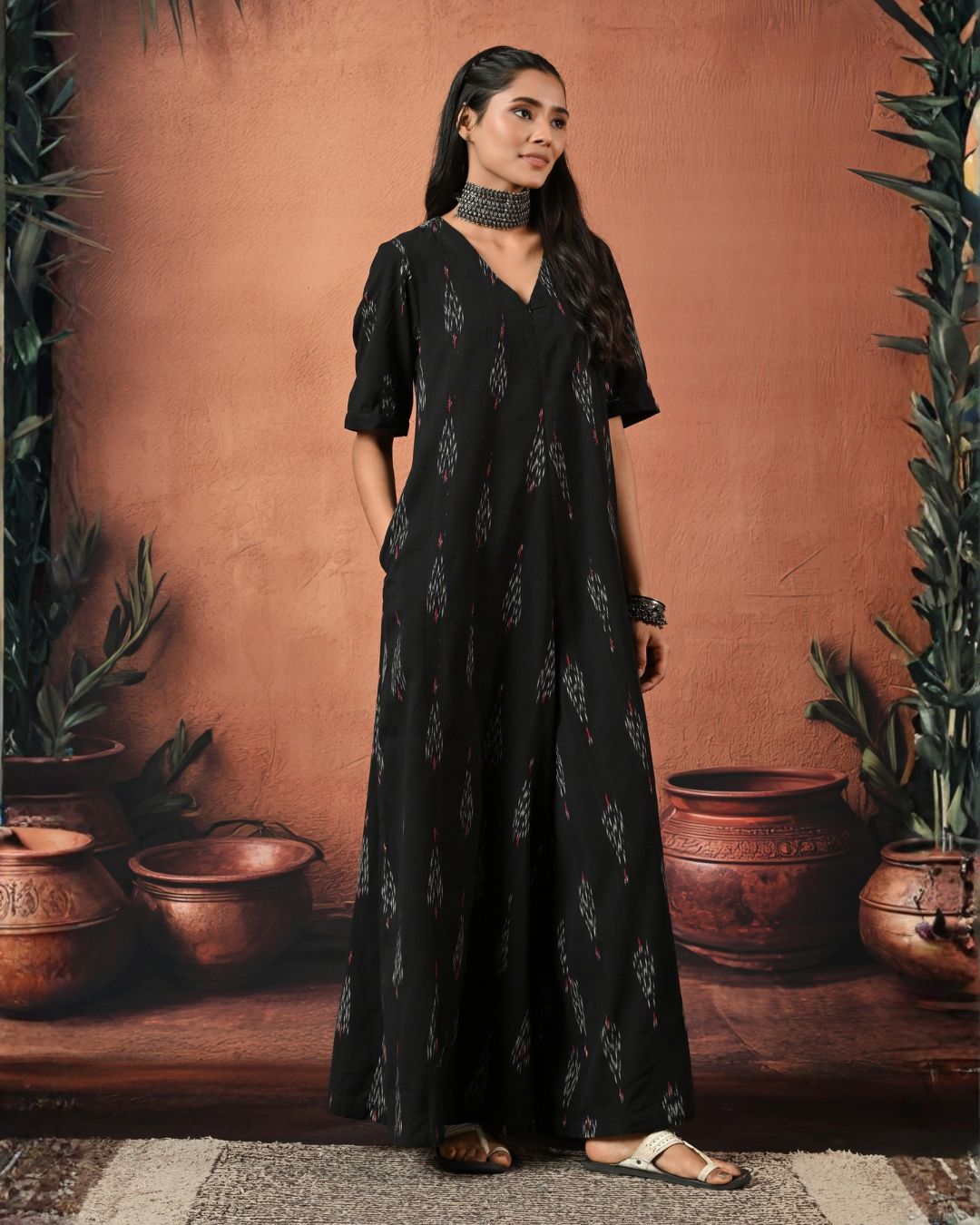 Make An Entrance Black Ikat Jumpsuit Bo