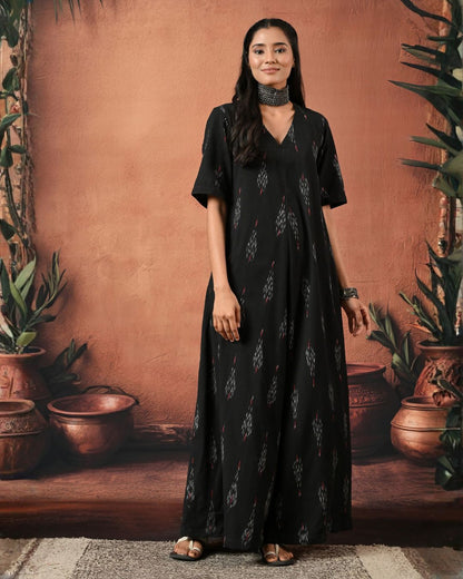 Make An Entrance Black Ikat Jumpsuit Bo