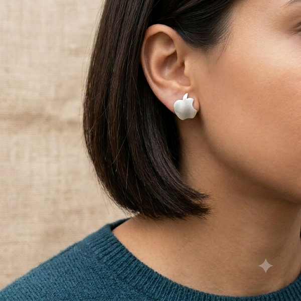 Appiz  Oxidised Finish Apple Studs