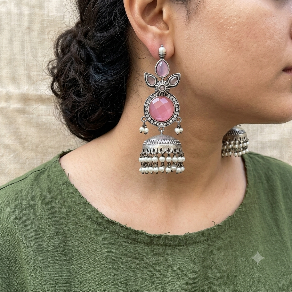 Kaelen Silver Look Alike Statement Earrings