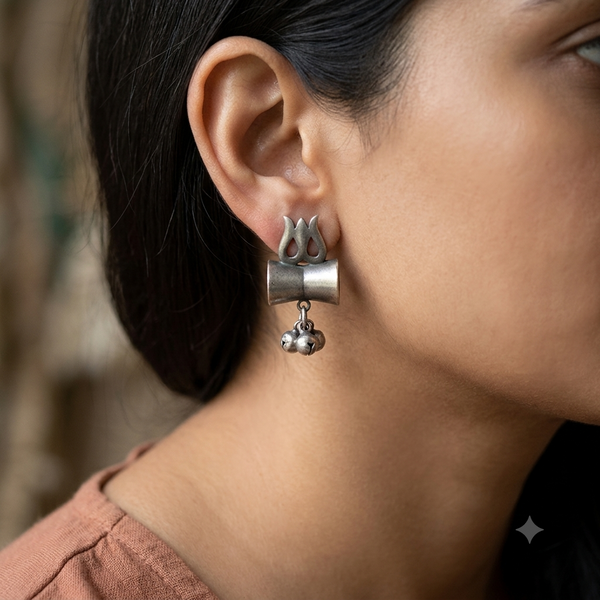 Trillin Trishul Oxidised Stud Earrings