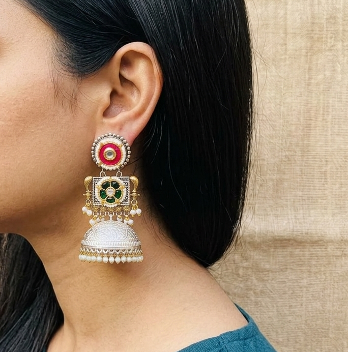 Zivah Look Alike Dual Tone Stone Earring