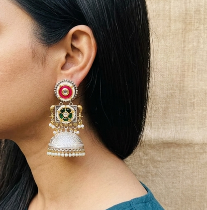 Zivah Look Alike Dual Tone Stone Earring