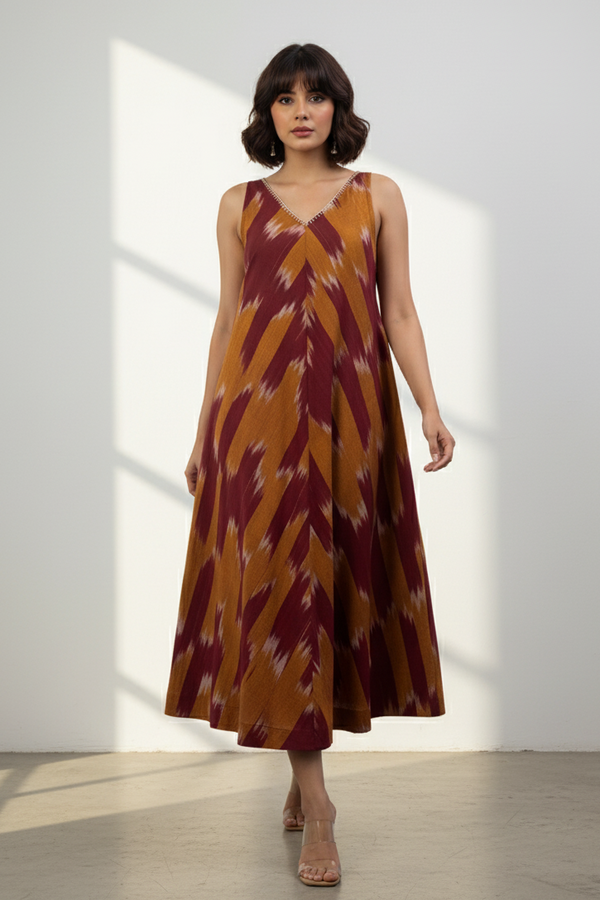 Rustic Rhythm Sleeveless Strap V-Neck Bias Dress Mc