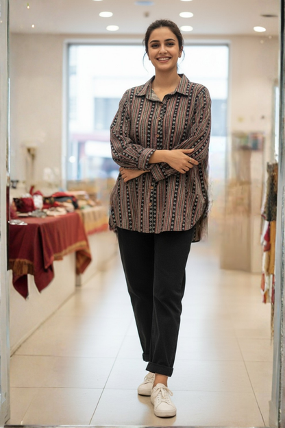 Maati  Forest Mosaic  Cotton Button Down Shirt