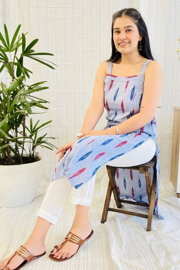 Color Burst Ikat Strappy Kurta
