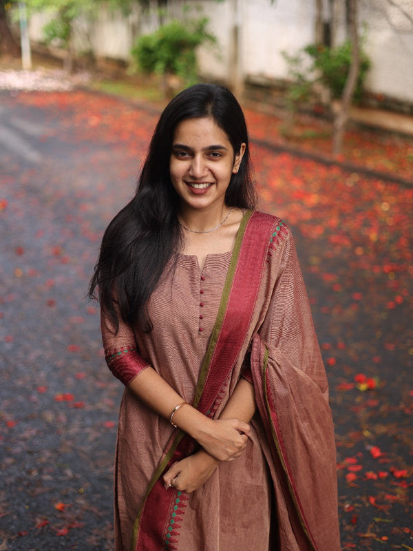 Studio Redwood Color Meenakshi-Pure kanchi cotton top and duppata set